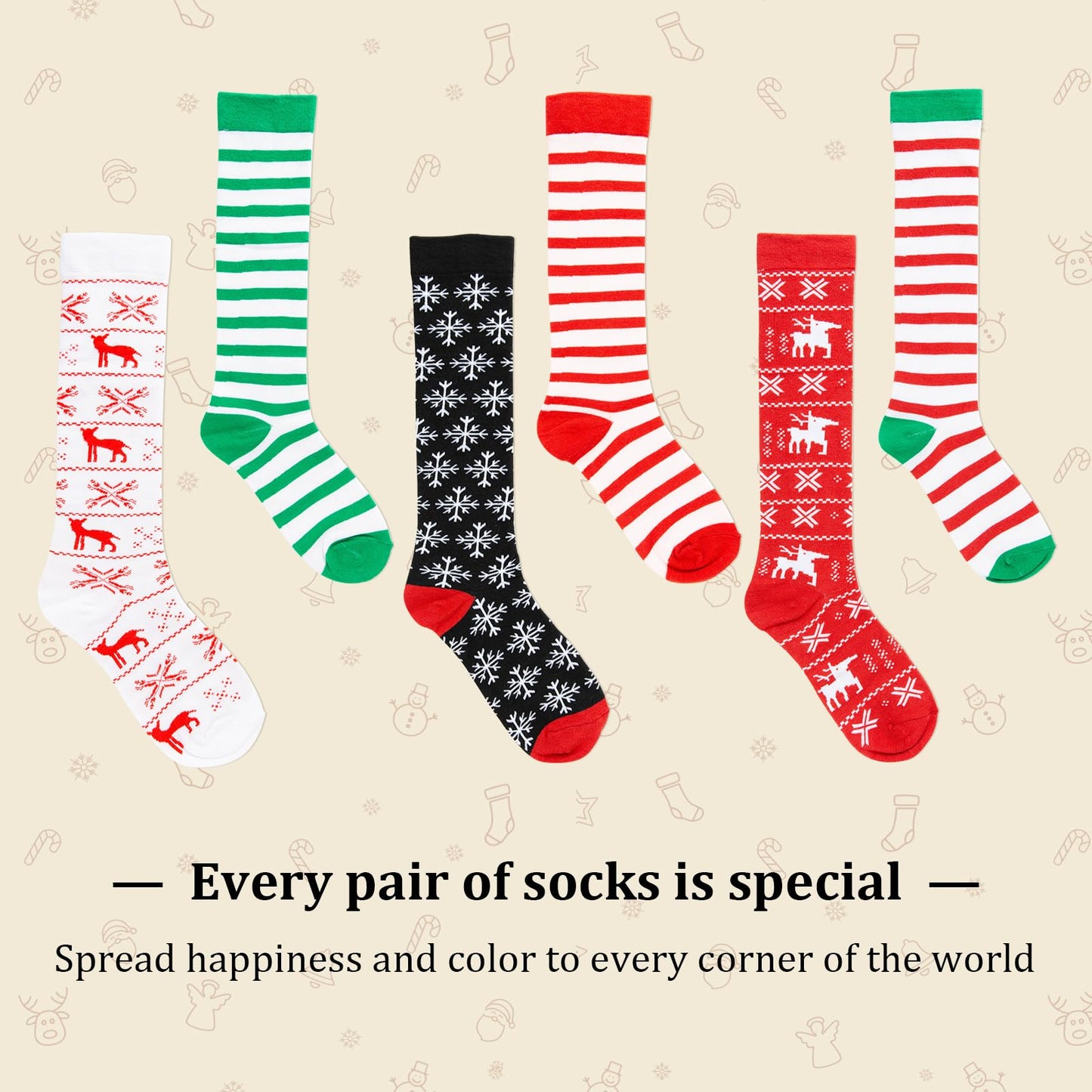 KHJCXS 6 Pairs Women Colorful Fun Novelty Socks spring gifts for women striped socks compression stockings Fluffy Soft Warm for Women Girl - Medaid International