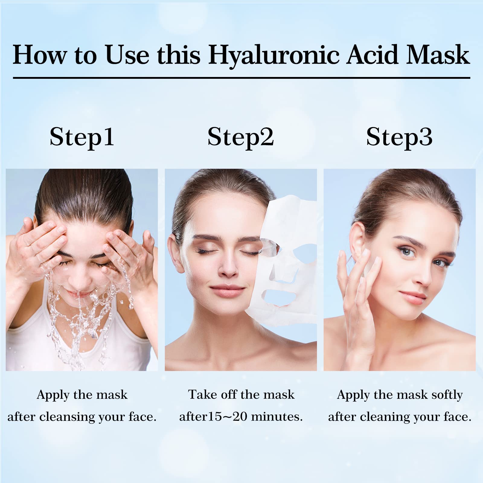 Face Mask Skin Care Hydrating Anti Aging Facial Mask Hyaluronic Acid Sheet Pack Deep Moisturizing Hydration Facemask Sheets for Women SkinCare Beauty Smoothing Rejuvenating Growing Gifts10 Sheets - Medaid International