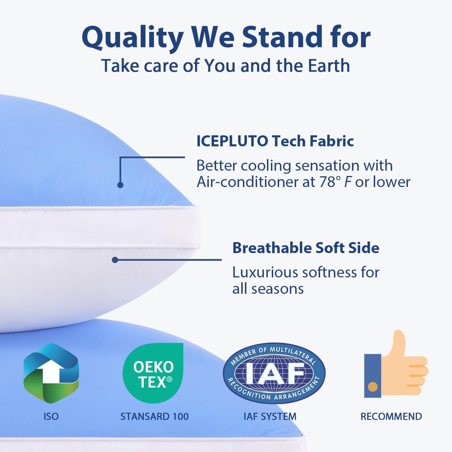 MEELUS Silky Soft Pillows Queen Size Set of 2, Luxury Hotel Down Alternative Bed Pillows 2 Pack for Side Back Stomach Sleepers, Gusseted Supportive, Machine Washable, Cooling Blue, 20" x 30" - Medaid International