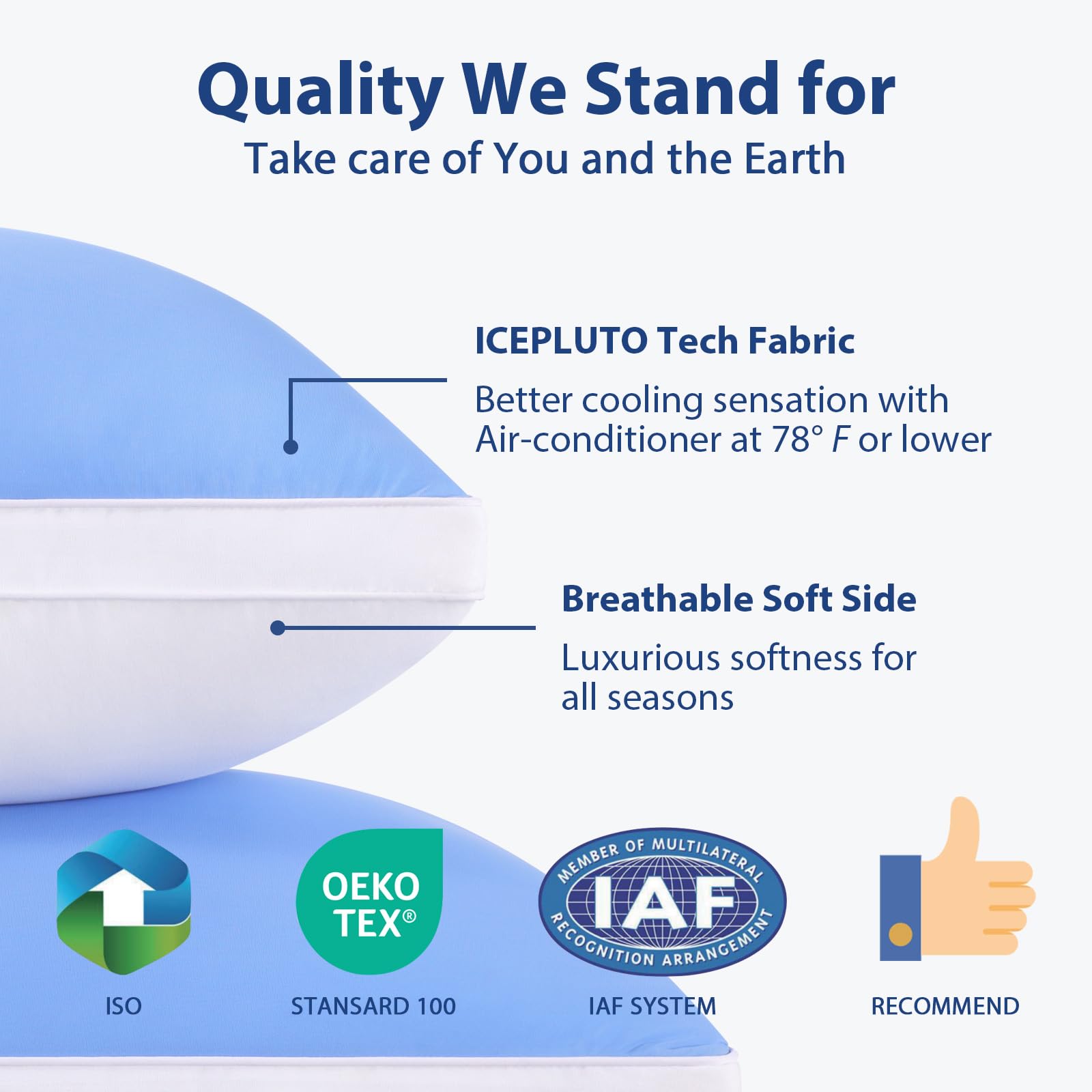 MEELUS Silky Soft Pillows Queen Size Set of 2, Luxury Hotel Down Alternative Bed Pillows 2 Pack for Side Back Stomach Sleepers, Gusseted Supportive, Machine Washable, Cooling Blue, 20" x 30" - Medaid International