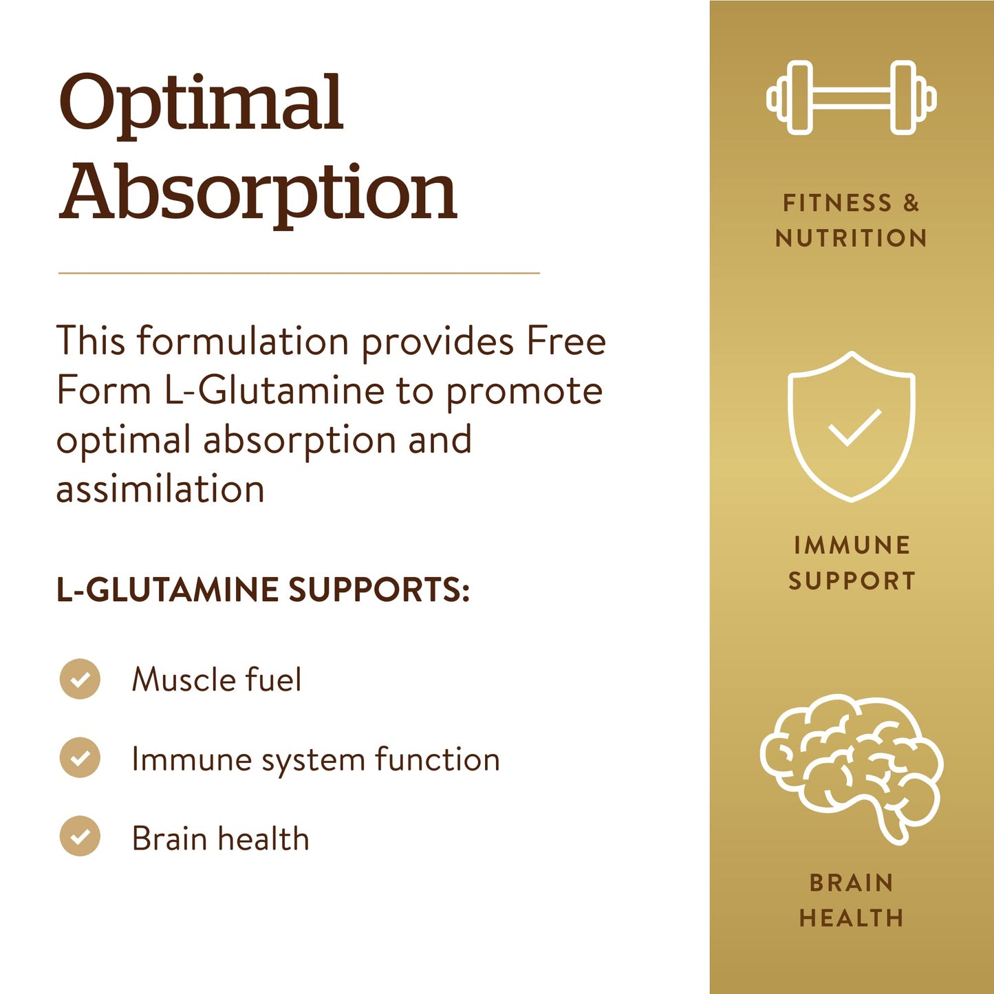 Solgar L-Glutamine 1000 mg, 60 Tablets - Natural Muscle Food - Promotes Gastrointestinal (GI) Health - Supports Brain Health - Non-GMO, Vegan, Gluten Free, Kosher - 30 Servings - Medaid International