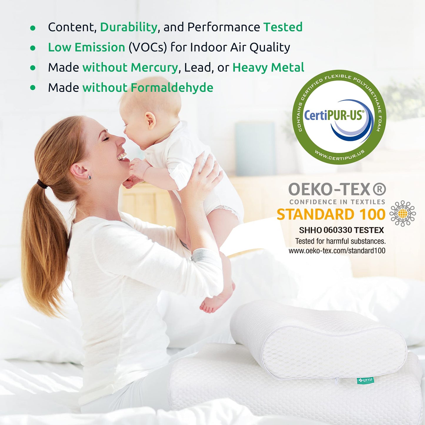 UTTU Cervical Pillow for Neck Strain Relief, Memory Foam Neck Pillow for Sleeping, Adjustable Orthopedic Sandwich Pillow, Contour Cooling for Side Back Stomach Sleeper, Travel(15.7"×11"×5.2"/4.5") - Medaid International