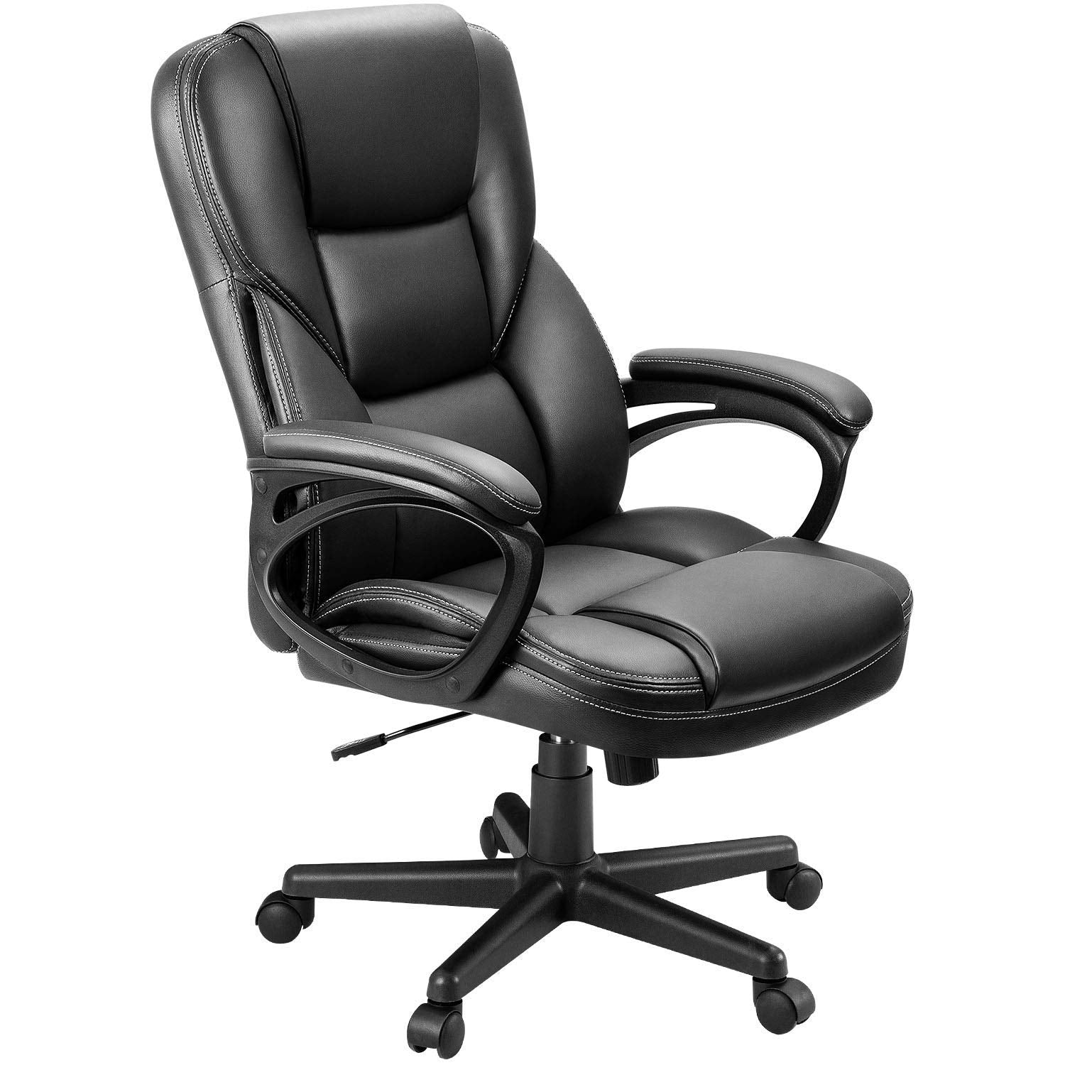 Furmax Office Executive Chair High Back Adjustable Managerial Home Desk Chair, Swivel Computer PU Leather Chair with Lumbar Support (Black) - Medaid International
