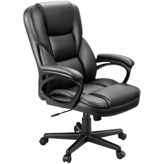 Furmax Office Executive Chair High Back Adjustable Managerial Home Desk Chair, Swivel Computer PU Leather Chair with Lumbar Support (Black) - Medaid International