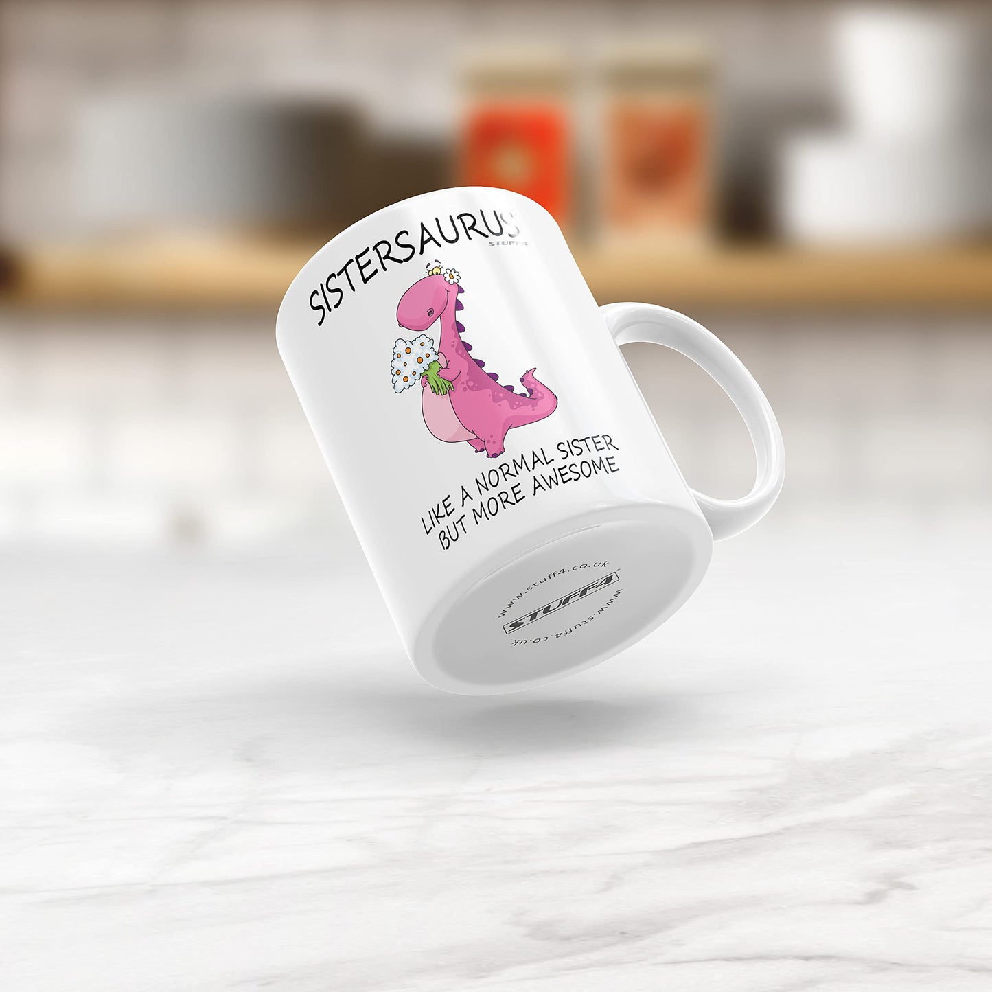 Sister Birthday Gifts - Sistersaurus - Best Sister Mugs, Happy Birthday Sister Mug, Special Christmas Sister Gifts, Funny Xmas Tea Coffee Cup Cups, 11oz Ceramic Dishwasher Safe Mugs - Made in UK - Medaid International