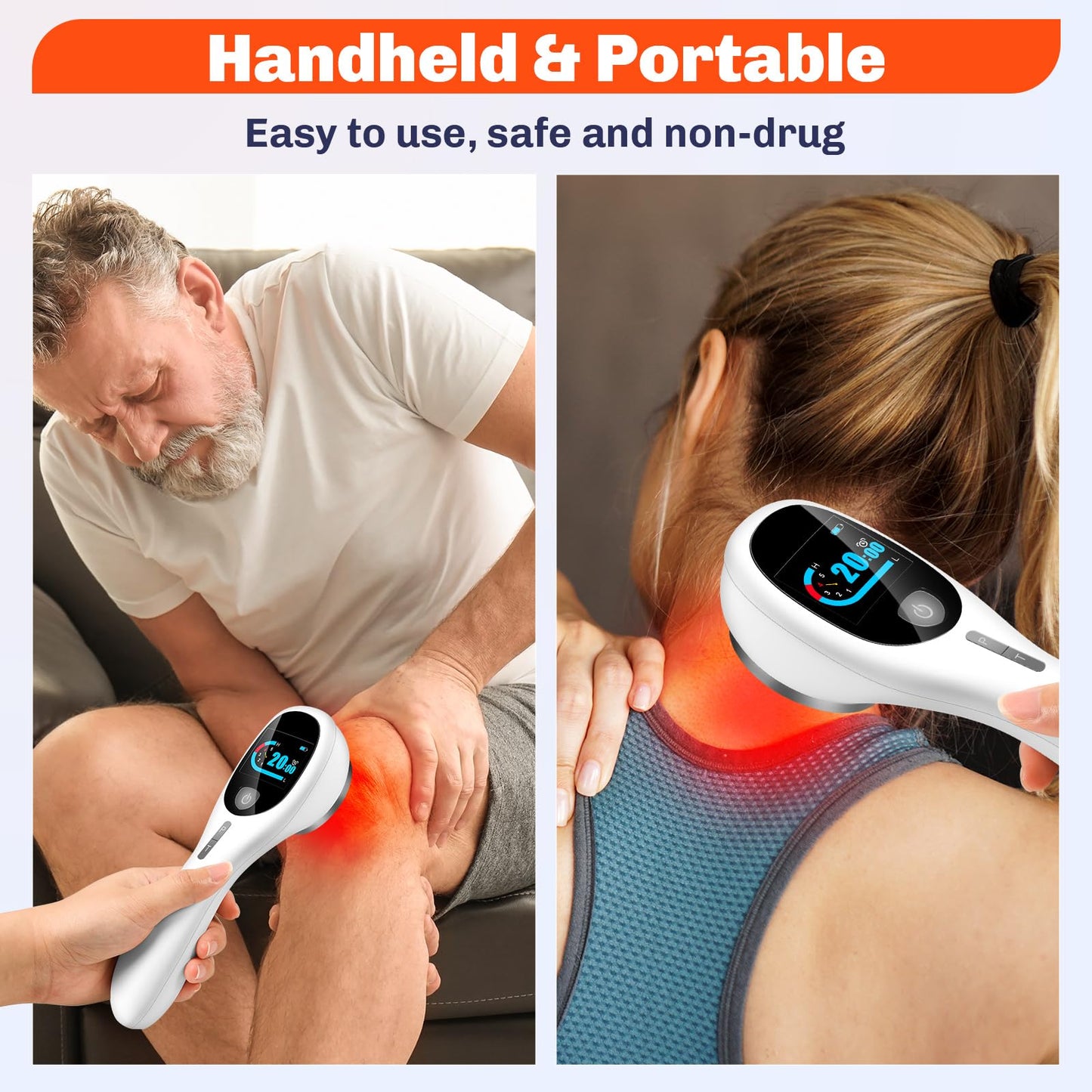 Cold Laser Therapy Device with LED Display Human/Vet Red Light Therapy Device Targets Joint and Muscles for Elbows, Knees, Shoulders, Hands (4x808nm +14X650nm) - Medaid International