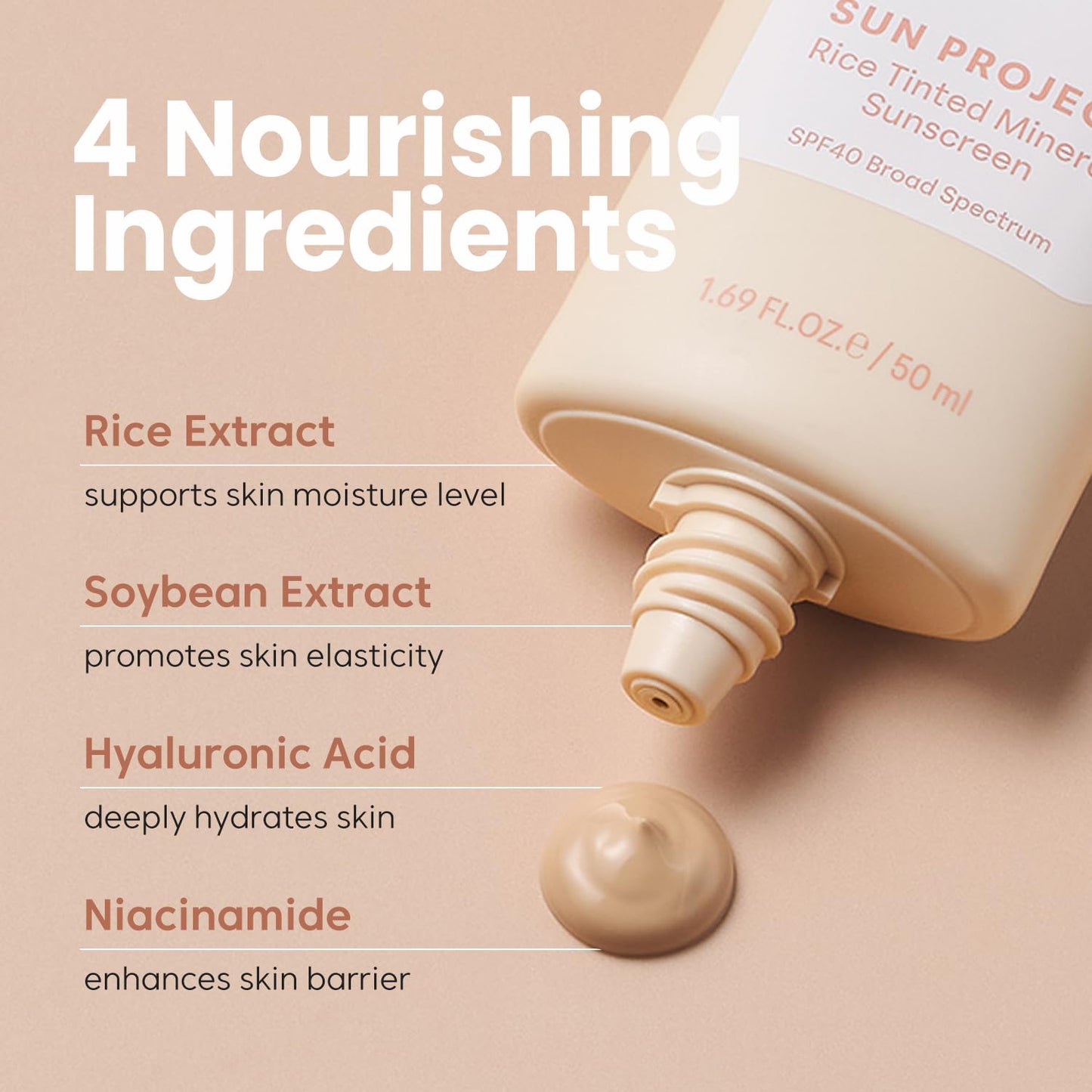 THANKYOU FARMER Sun Project Rice Tinted Mineral Sunscreen SPF40 Broad Spectrum - Korean Face Sunscreen with Zinc Oxide - Tinted SPF with No White Cast, Dermatologist-Tested - 1.69 fl oz - Medaid International