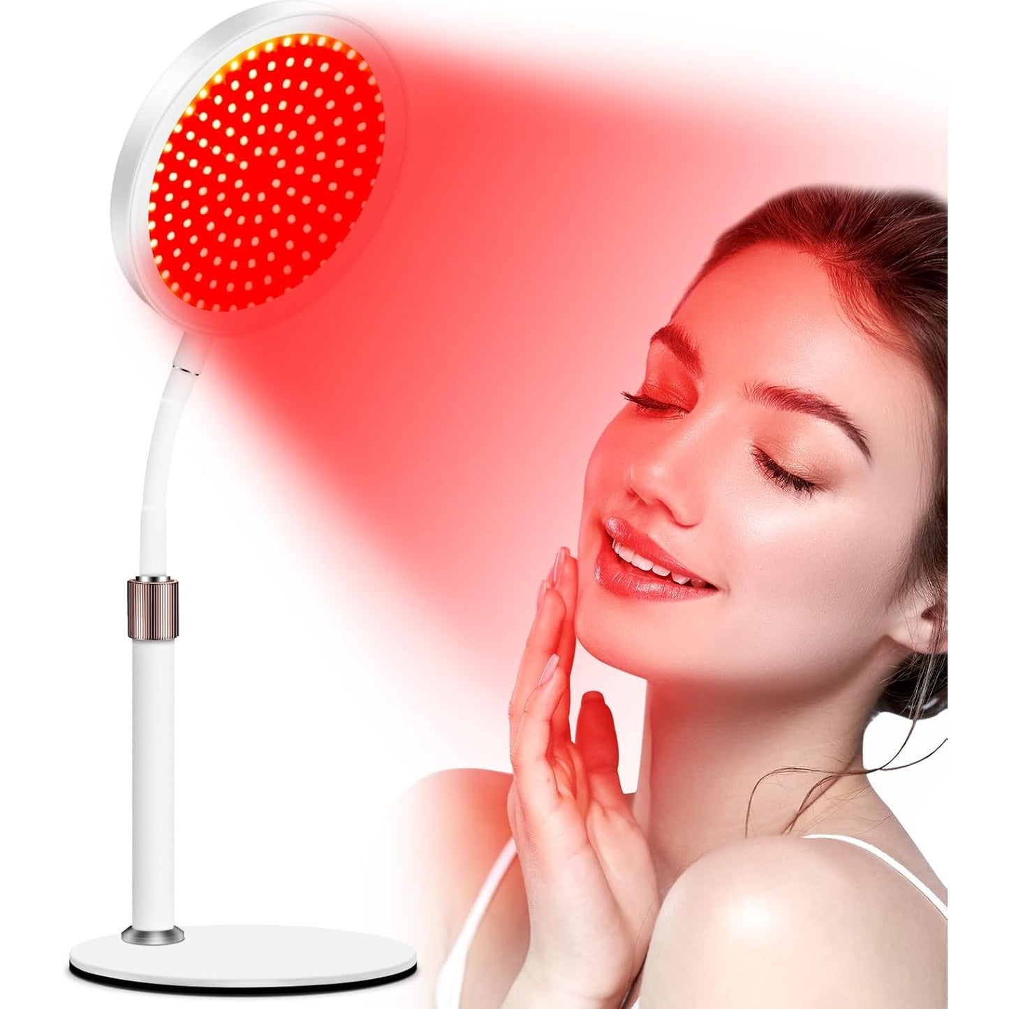 Red Light Therapy, 660nm ＆850nm Infrared Light with 15/30/45 Mins Timer, 3-in-1 Chip Red Light Lamp, 10 Brightness Adjustable Gooseneck Red Light Lamps for Full Body - Medaid International