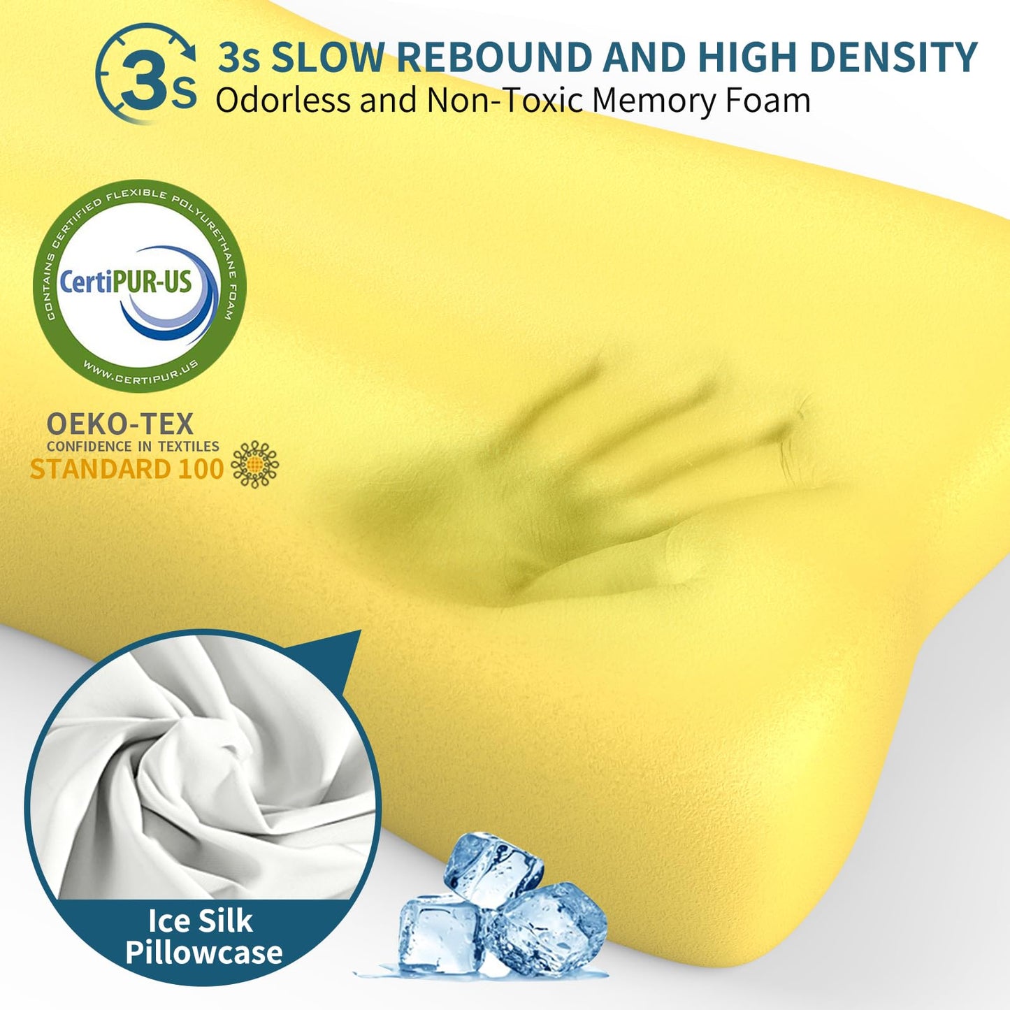 Cervical Neck Pillow for Pain Relief, Contour Memory Foam Pillows for Sleeping, Ergonomic Pillow Orthopedic Cooling Pillow Bed Pillow Neck Support for Side Back Stomach Sleepers - Medaid International