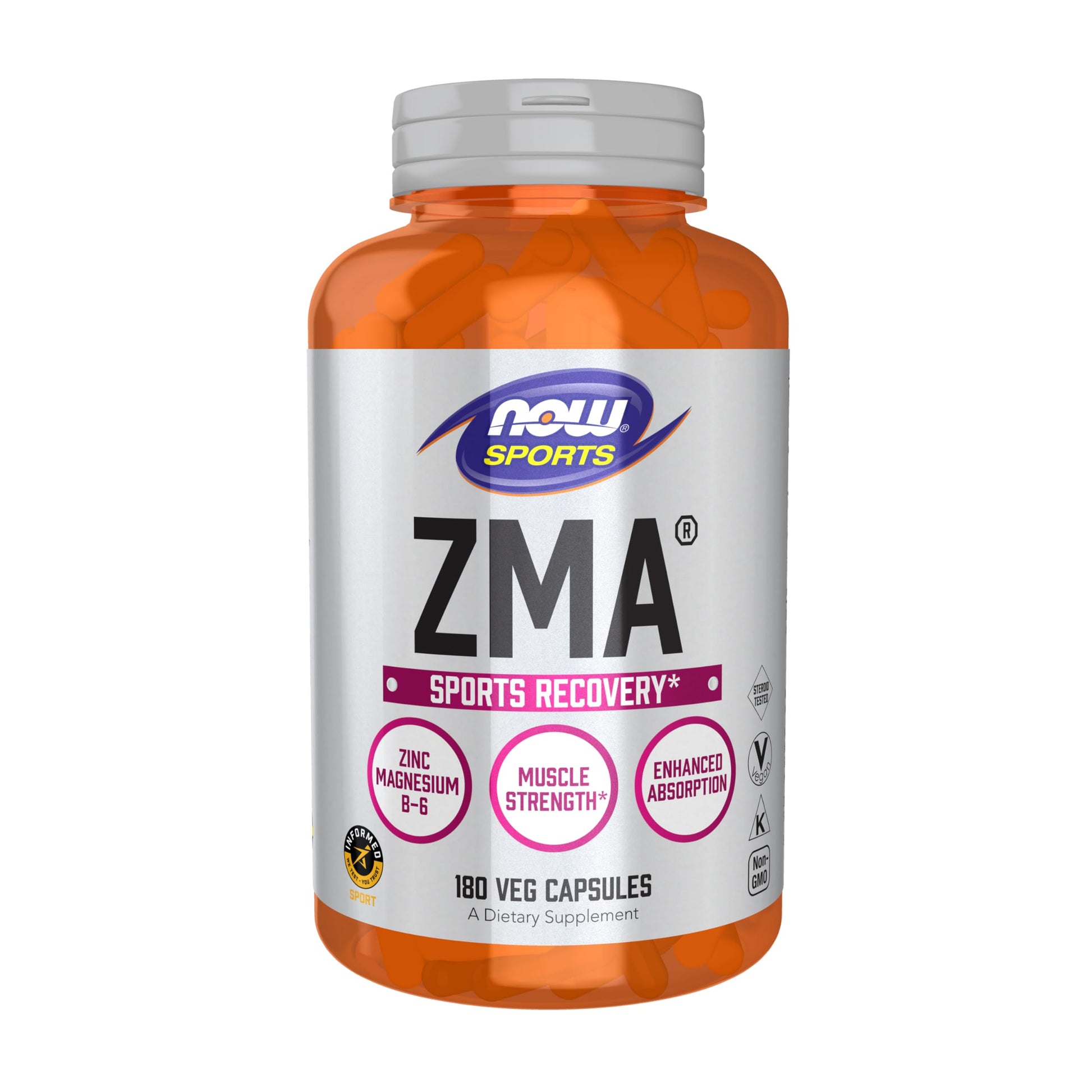 NOW Foods Sports Nutrition, ZMA (Zinc, Magnesium and Vitamin B-6), Enhanced Absorption, Sports Recovery*, 180 Capsules - Medaid International