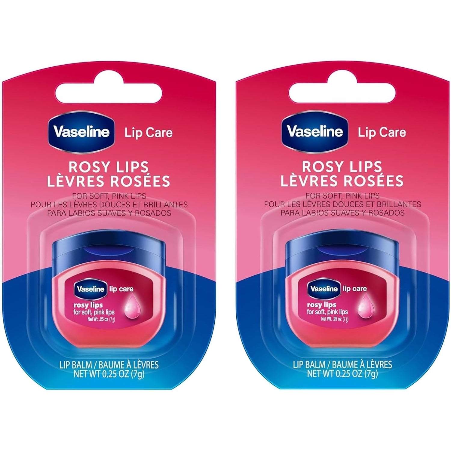 Vaseline Lip Therapy Rosy Lips 0.25 Oz./7 Grams, Pack of 2 - Medaid