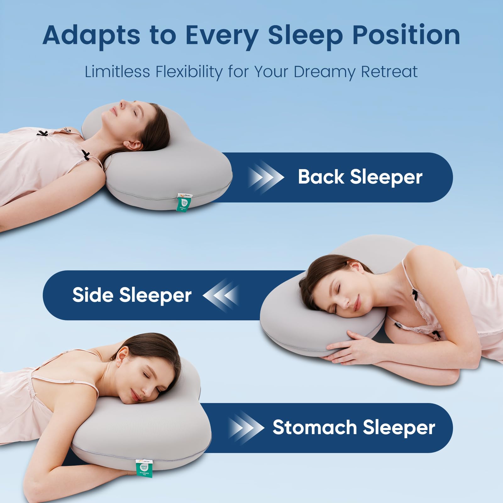Elegear Deep Sleep Cooling Neck Pillow, Cervical Neck Support Pillow for Pain Relief with Zero-Pressure Tech & Built-in Springs Design, Ergonomic Contour Memory Foam Pillows for Back&Side Sleepers - M - Medaid International