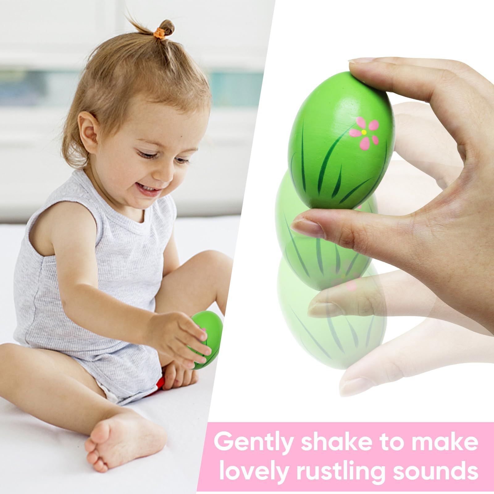 12 Pack Wooden Musical Eggs Shakers Maracas for Baby Kids Percussion Instrument Early Learning Toys, Easter Stocking Stuffers - Medaid International