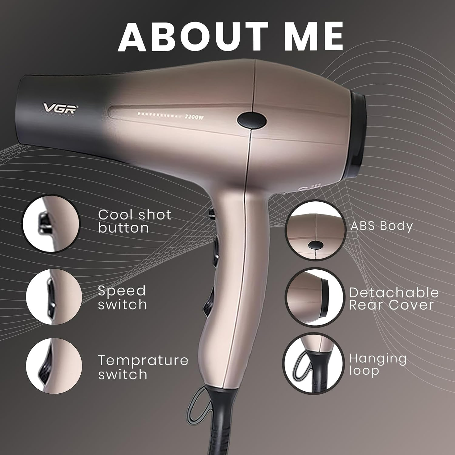 VGR V463 Professional Hair Dryer | 1800-2200W High-Performance - Medaid International