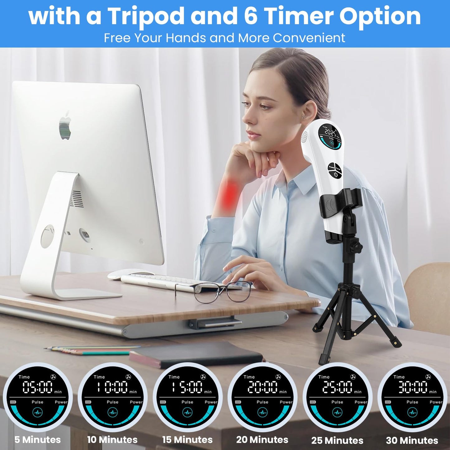 Cold Laser Therapy Device for Humans & Dogs, 4X 808nm Infrared Light & 14x 650nm Red Light Therapy Wand with Stand, Handheld Gentle Low Level Light Therapy Devices for Pain Relief, Joint, Muscles - Medaid International