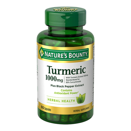 Nature's Bounty Turmeric with Black Pepper Extract, Supports Antioxidant Health, 1000mg, 60 Capsules - Medaid International