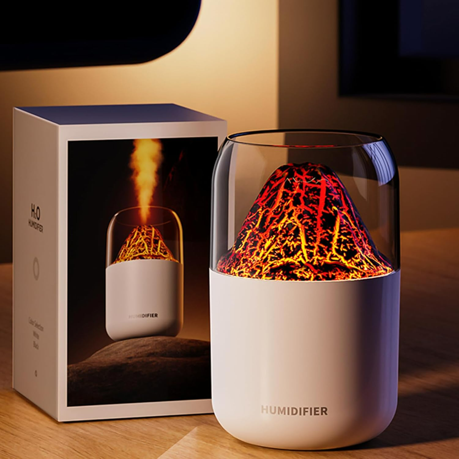 Mini Volcano Cool Mist Humidifier ‚Äì 300ml Air Moisturizer with LED - Medaid International