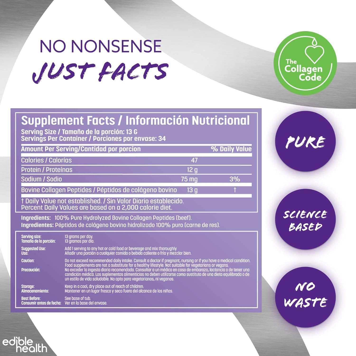 Bovine Collagen Peptides Powder, High Protein, Dairy & Gluten Free Hydrolyzed Collagen, Quality Collagen Protein, Collagen Peptides for Diet & Everyday, Carb Free Bovine Collagen, 15.6oz Tub - Medaid International