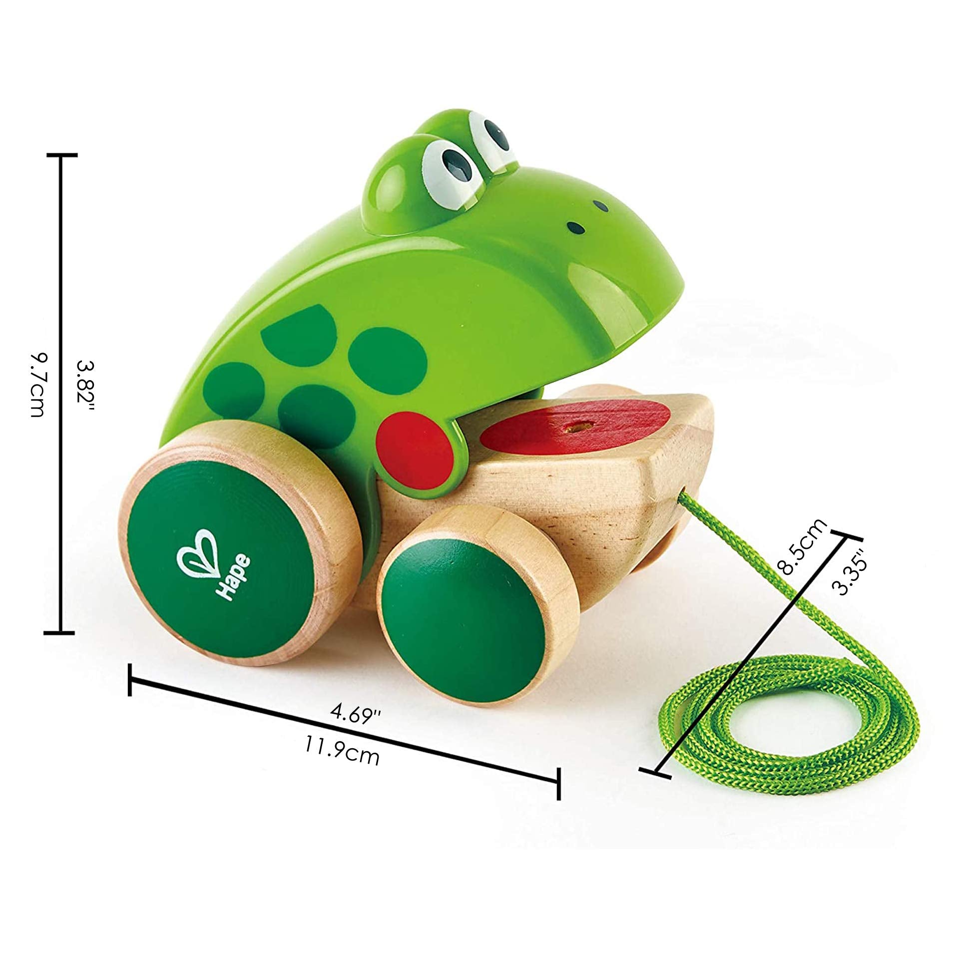 Hape Frog Pull-Along | Wooden Frog Fly Eating Pull Toddler Toy, Bright Colors - Medaid International