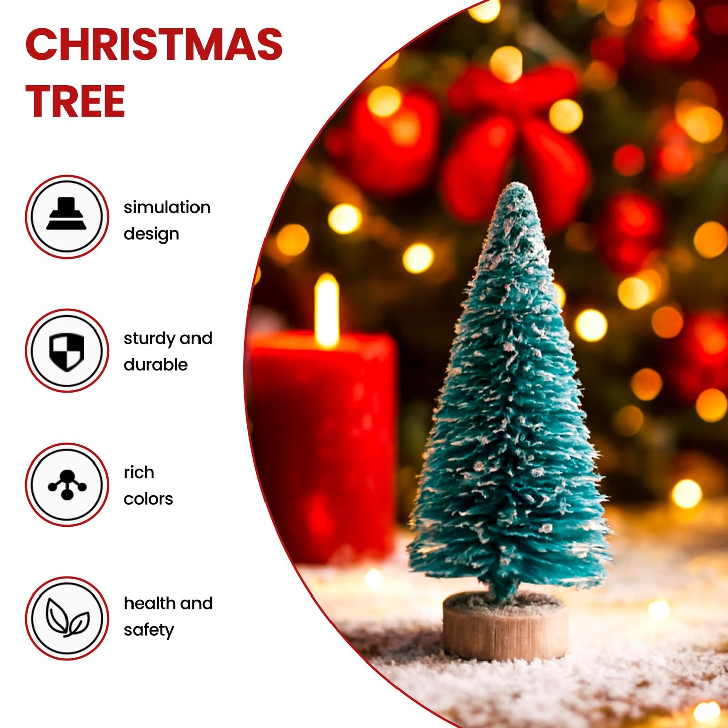 24PCS Christmas Tree - 1.77" Mini Artifical Christmas Decorations, Tower Pine for Indoor Holiday Party Decor & Village Home Table DIY Craft (Green, White) - Medaid International