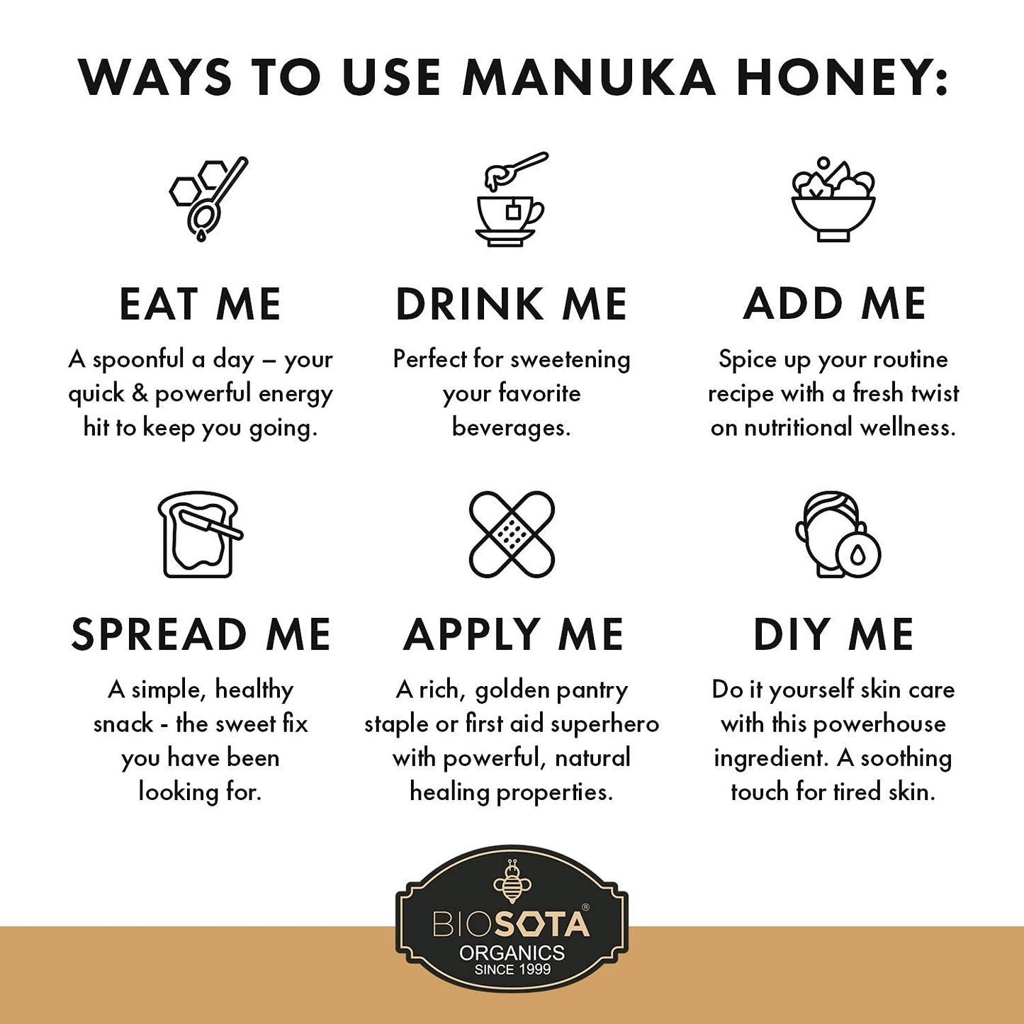 BIOSOTA Organic Manuka Honey MGO 1717+ - Medical Grade Manuka Honey from Australia NPA/ULF 31+, 100% Raw Unheated Pure Honey, 8.8oz (1717+) - Medaid International