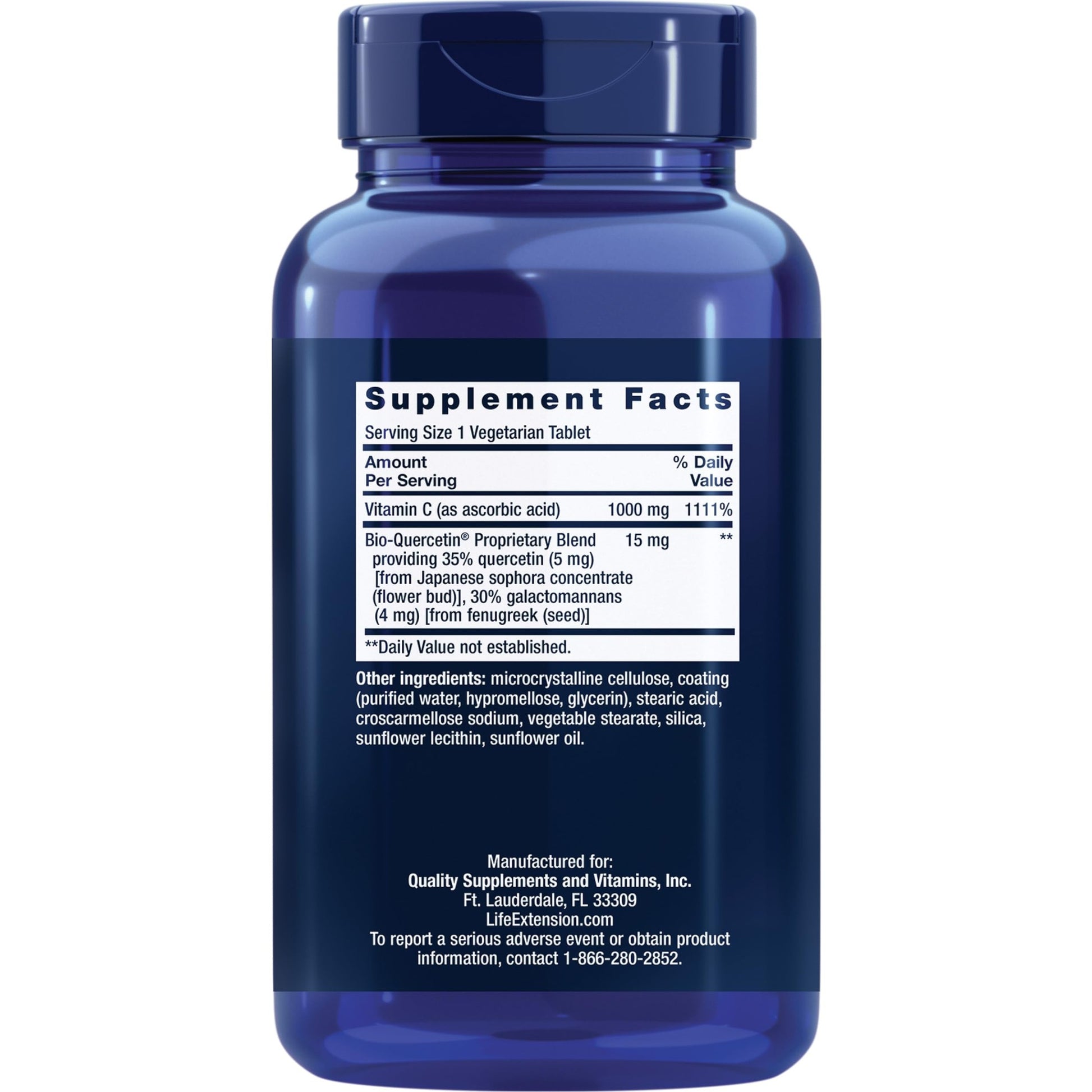 Life Extension Vitamin C and Bio-Quercetin®, Cardiovascular Health Supplement, Immune Support, Highly absorbable, quercetin, Vitamin C, Gluten Free, Non-GMO, Vegetarian, 250 Tablets - Medaid International