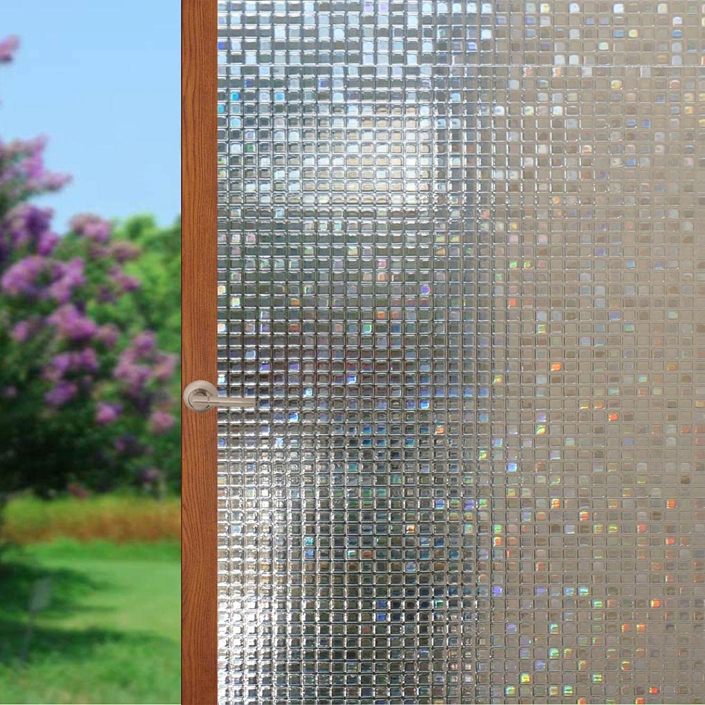 Arthome 3D Mosaic Window Film, 17.5x78.7 inch Privacy Film Static Cling Film, No Glue Self Adhesive Anti UV Window Sticker,Removable Rainbow Window Tint Film for Home Office - Medaid International