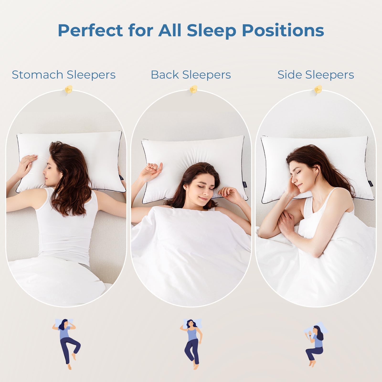 GOHOME Pillows Standard Size Set of 4 - Bed Pillows for Sleeping 4 Pack, Cooling Supportive Hotel Pillows with Premium Soft Down Alternative Fill for Side Stomach and Back Sleepers - Medaid International
