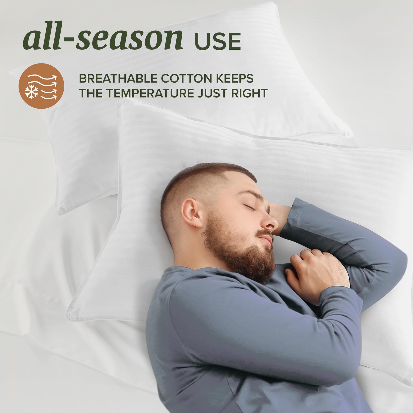 Beckham Hotel Collection Queen Size White Pillow Protector with Zipper Set of 2, Soft and Breathable Cotton Pillow Protector Covers - Medaid International