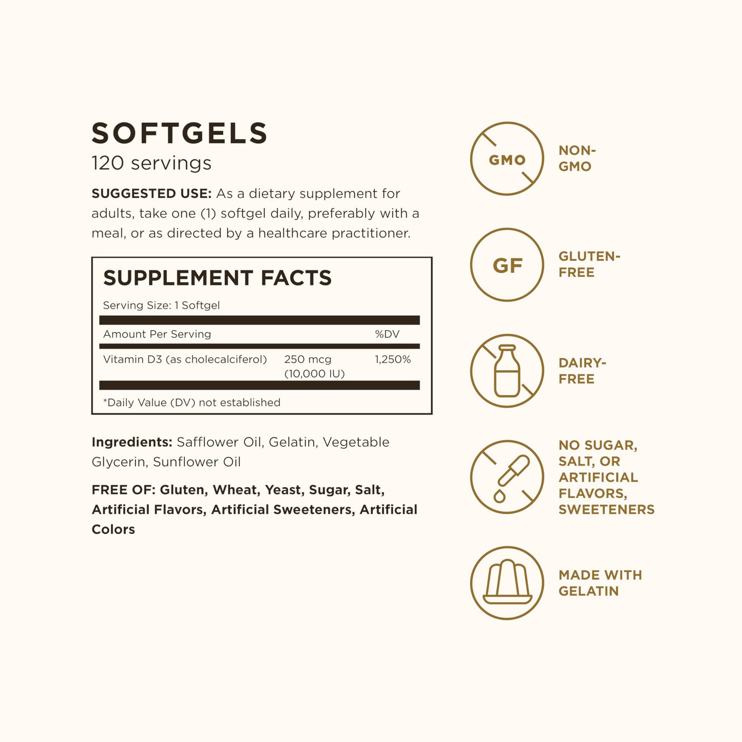Solgar Vitamin D3 (Cholecalciferol) 250 MCG (10,000 IU), 120 Softgels - Helps Maintain Healthy Bones & Teeth - Immune System Support - Non GMO, Gluten/ Dairy Free - 120 Servings - Medaid International