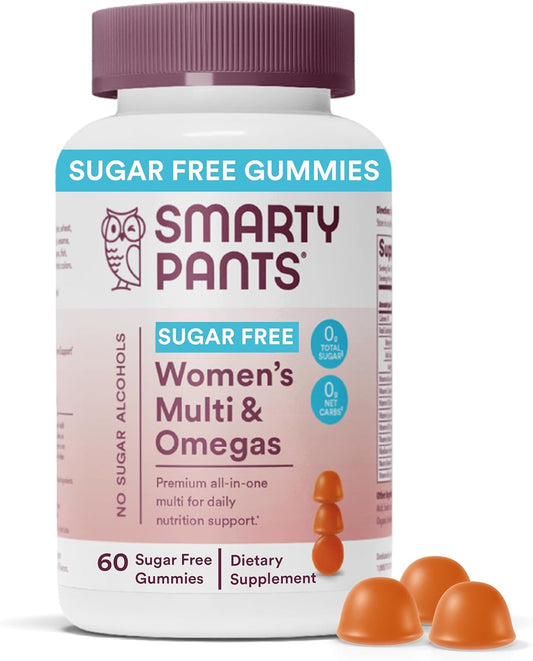 SmartyPants Women's Multivitamin Gummies, Sugar Free: Biotin, Methylfolate, Omega 3 (ALA), Vitamin D3, C, Vitamin B12, B6, Vitamin A, K & Zinc, Gluten Free, 60 Count (20 Day Supply) - Medaid - Lebanon