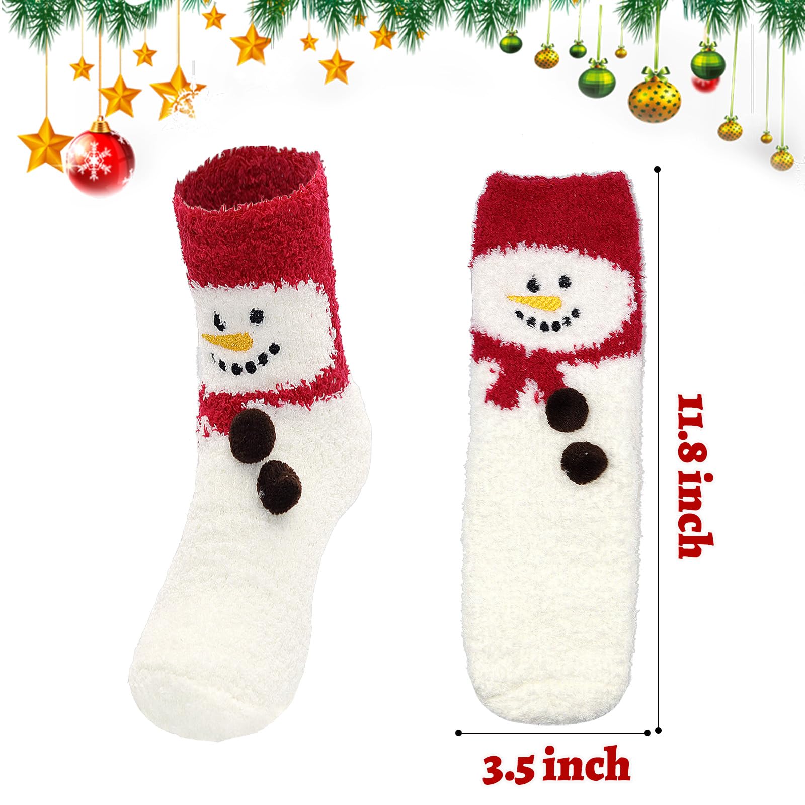 Fuzzy Christmas Socks - 6 Pairs Cozy Warm Fluffy Plush Bed Socks for Women, Girls - Cute Coral Fleece Xmas Indoor - Medaid International