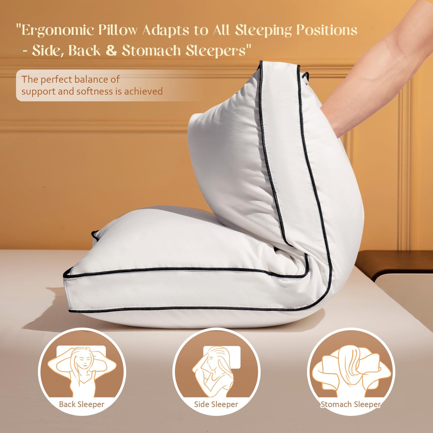 Mosluna Feather Down Pillows Queen Size Set of 2 with Gusset, Luxury Hotel Collection Bed Pillow 2 Pack, Down Surrounded Gusseted Pillows for Sleeping, Soft Fluffy for Side, Back Sleepers 20x30 in. - Medaid International