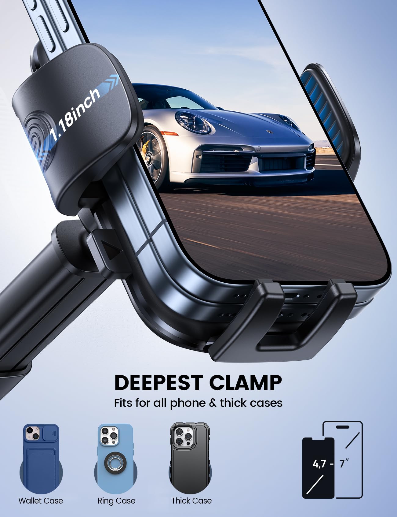 Lamicall Car Phone Holder Mount [3-in-1 Military-Grade Suction Cup] 360° Rotation Phone Holders for Your Car [Metal Hook] Cell Phone Car Mount Dashboard Vent Windshield for iPhone 17 16 All Smartphone - Medaid International