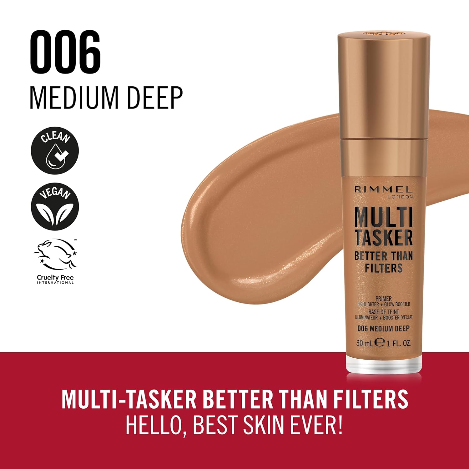 Rimmel Multi Tasker Better Than Filters Primer + Highlight + Glow Booster - Medaid