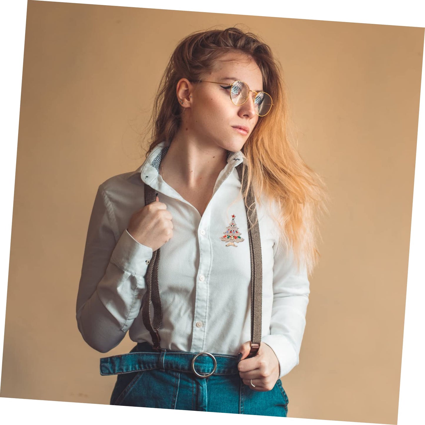 2Pcs Elegant Xmas Brooch Christmas Tree Brooch with Unique Design for Holiday Decoration and Sparkling Accessories for Festive Atmosphere - Medaid International