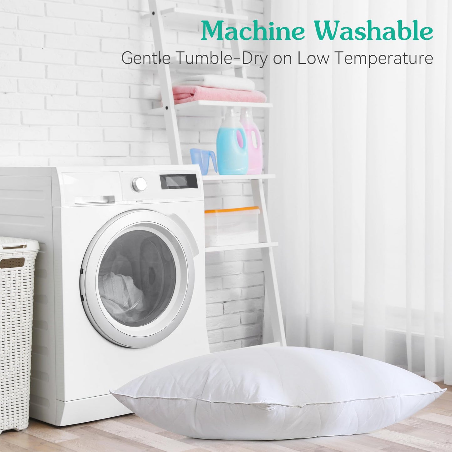 Three Geese White Goose Feather Pillows Queen/Standard Size Set of 1- Soft 600 Thread Count 100% Cotton, Medium Firm,Soft Support, White Solid - Medaid International