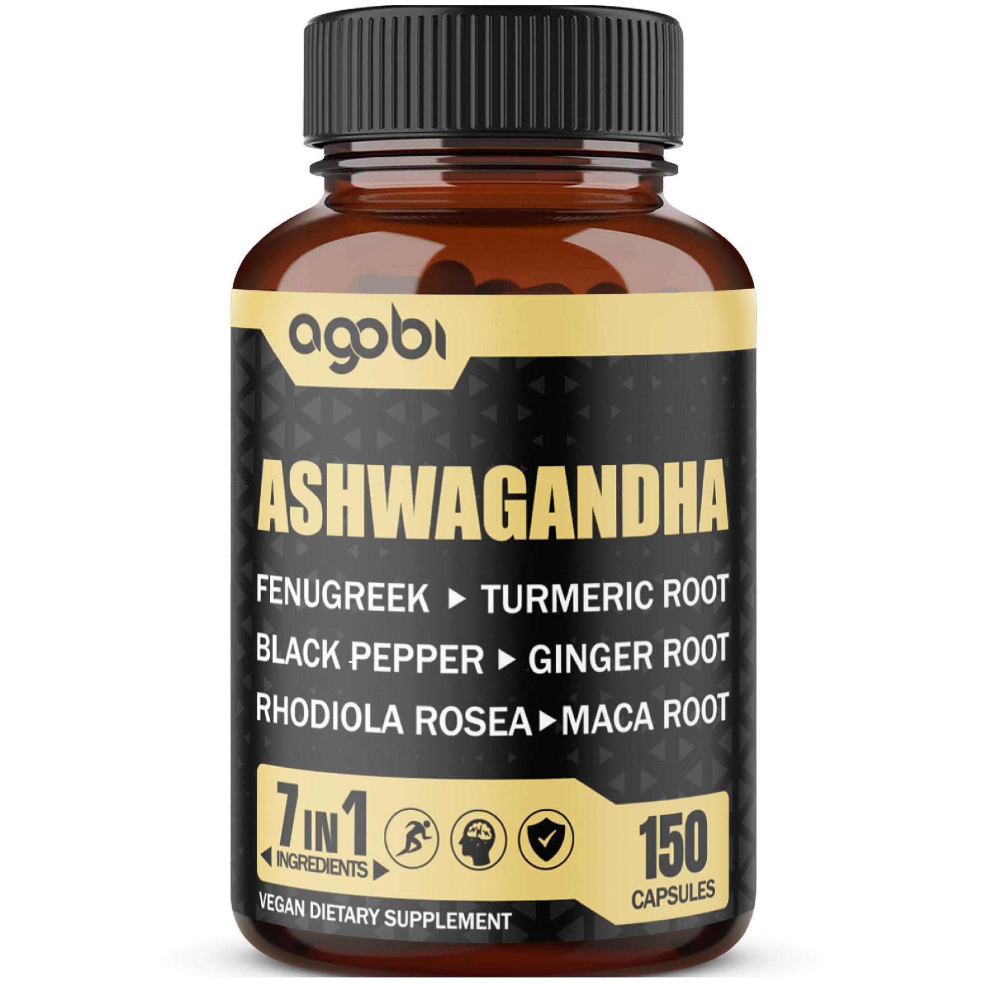 Ashwagandha Extract Capsules 7 Herbal Ingredients 8050 mg - Blended Fenugreek, Maca, Turmeric, Rhodiola, Ginger & Black Pepper - Sleep, Spirit, Immune & Energy Support - 5-Month Supply - Medaid International