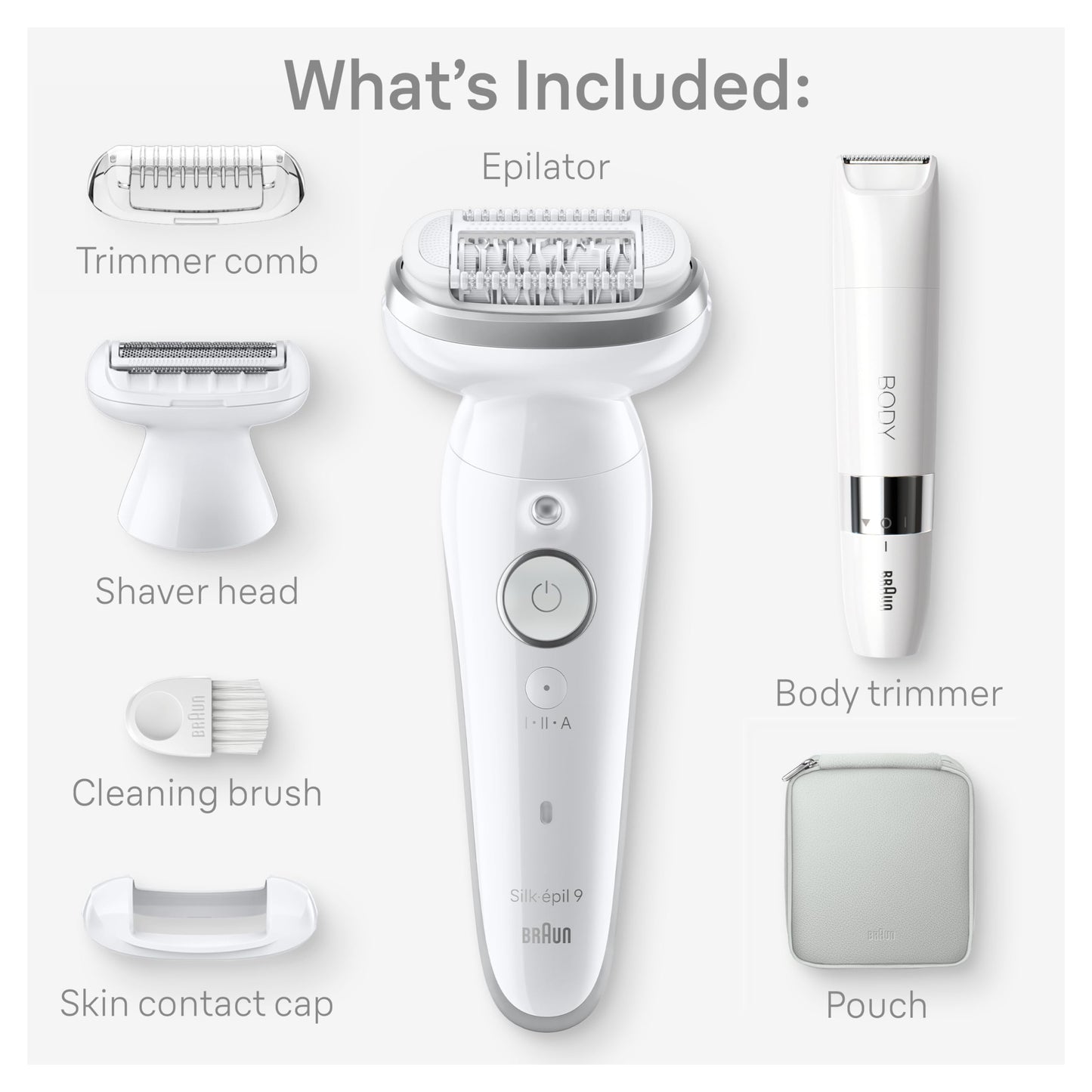 Braun Silk-épil 9 Epilator, Pivoting Head, Wet and Dry, Includes Body Trimmer, Shaver Head and Trimmer Comb,SES9-441 - Medaid International