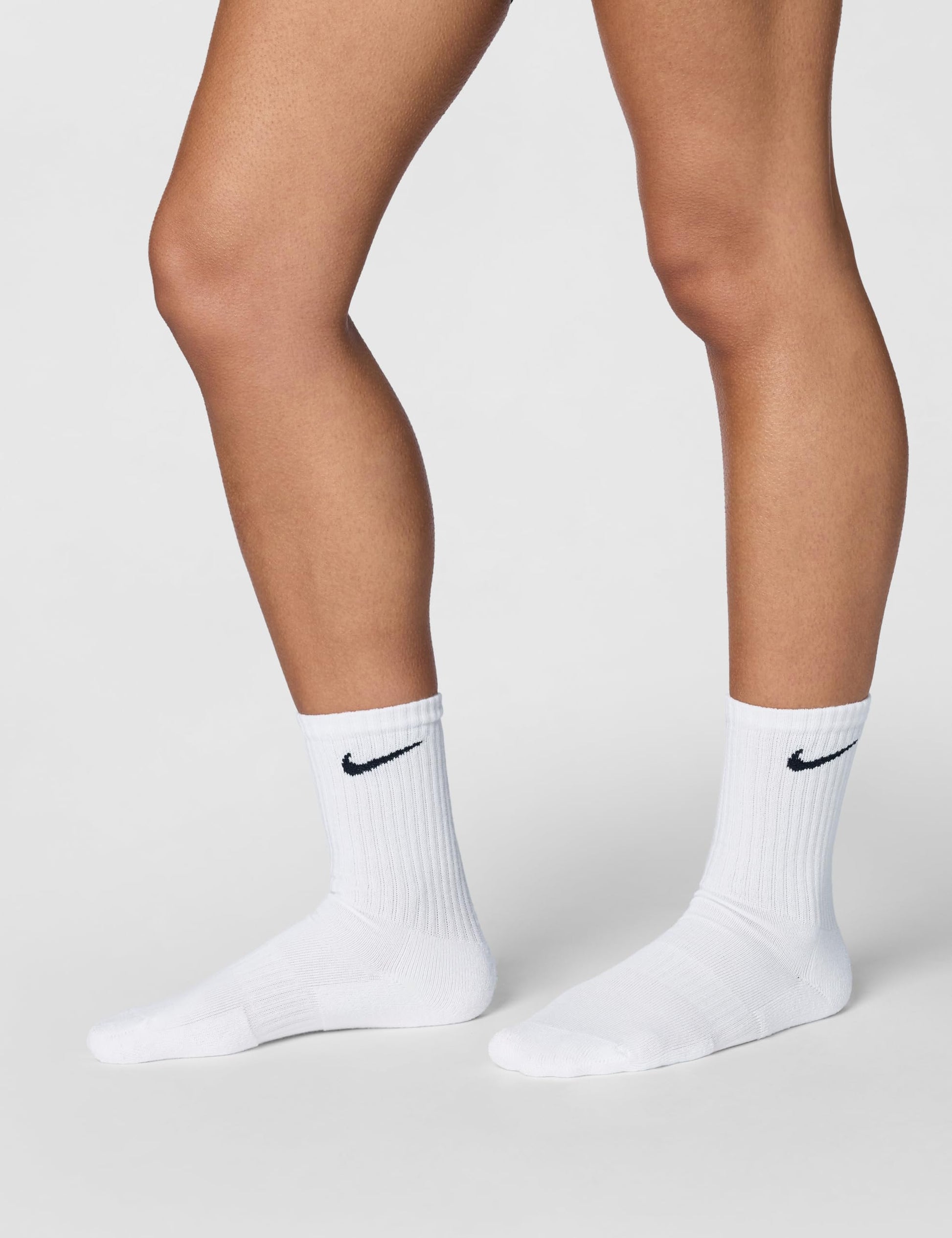 Nike Everyday Cushion Crew Training Socks, Unisex Socks with Sweat-Wicking Technology and Impact Cushioning (3 Pair), White/Black,Medium - Medaid International