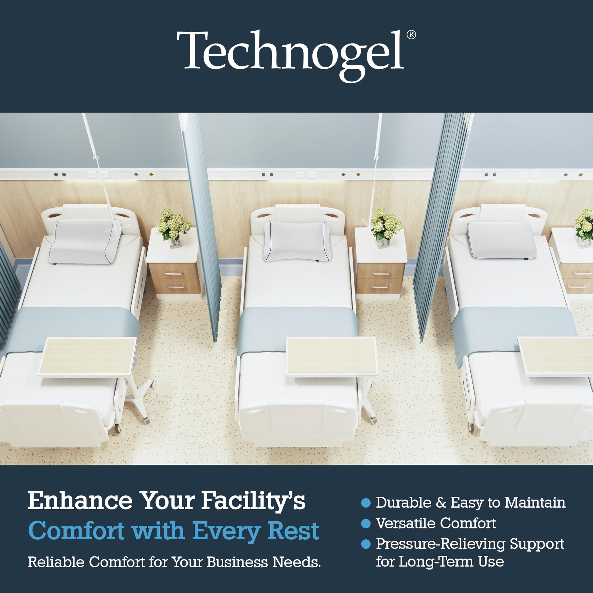 Technogel Anatomic Cooling Gel Pillow – Dual-Height Cervical Spine Support, Memory Foam Base, Washable Cover, Side & Back Sleepers King Size - Medaid International