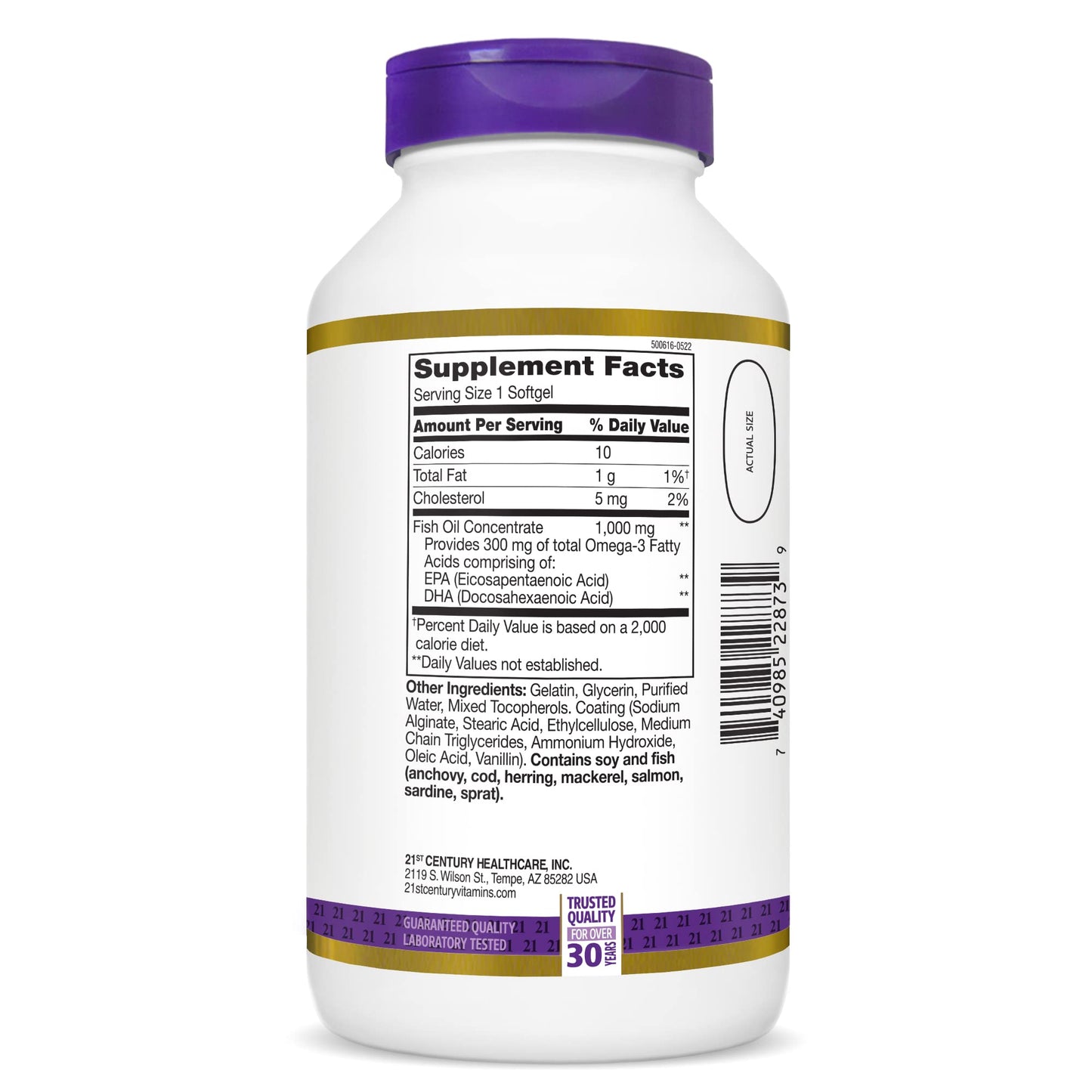 21st Century Fish Oil 1000 Mg Enteric Coated Softgels, 180Count - Medaid International