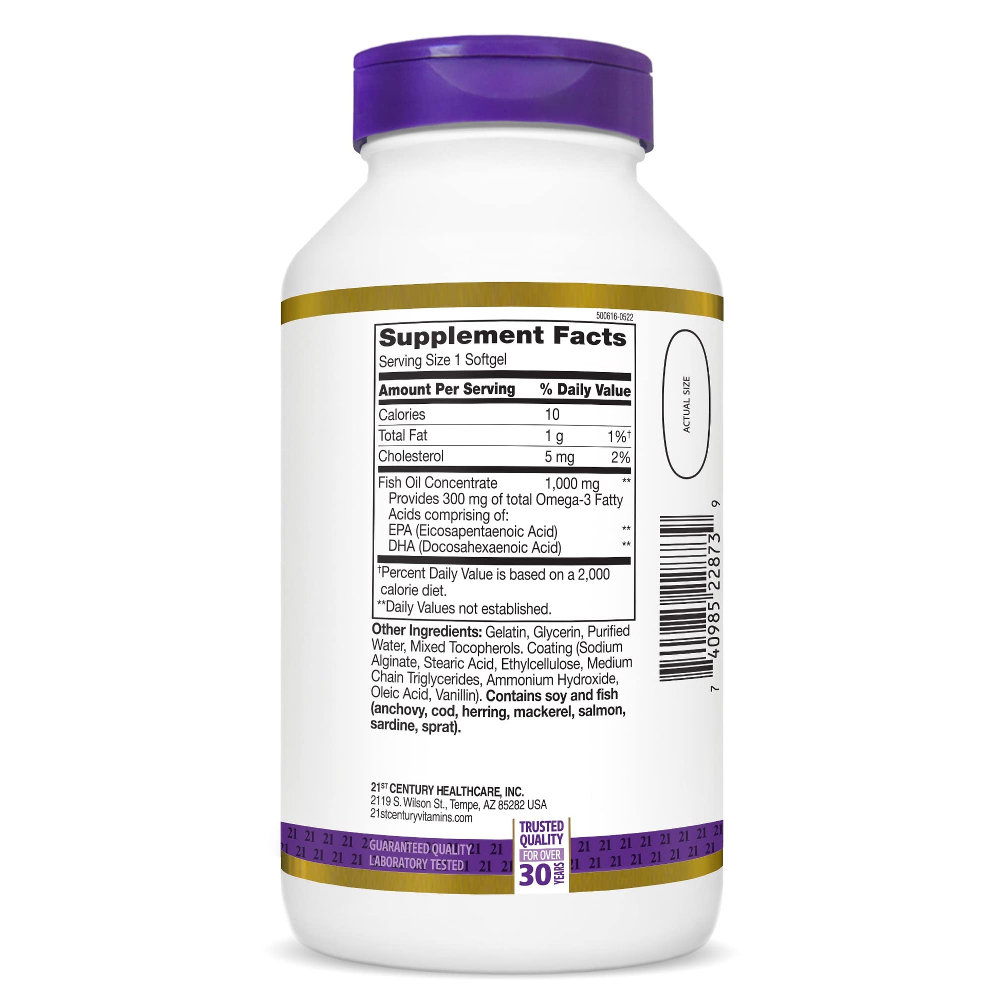 21st Century Fish Oil 1000 Mg Enteric Coated Softgels, 180Count - Medaid International