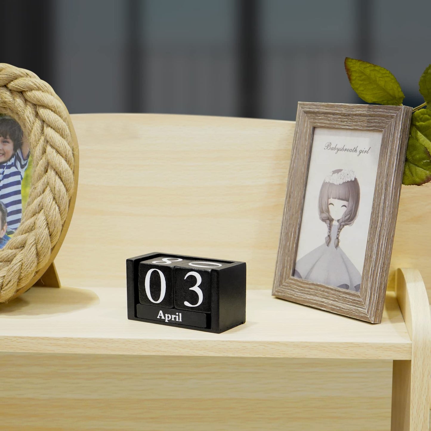 Notakia Wooden Gaobei Desk Blocks Calendar Perpetual Block Month Date Display (Black Small) - Medaid International