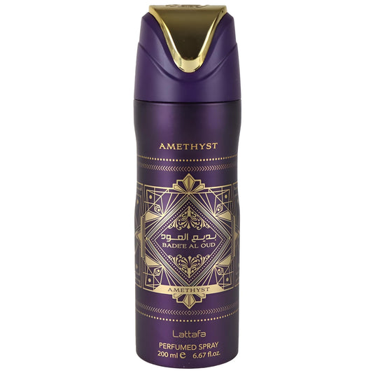 Lattafa Bade'e Al Oud Amethyst – Floral, Spicy, Woody, Sweet – Perfumed Deodorant Spray for Unisex, 6.67 Ounce / 200 ml - Medaid International