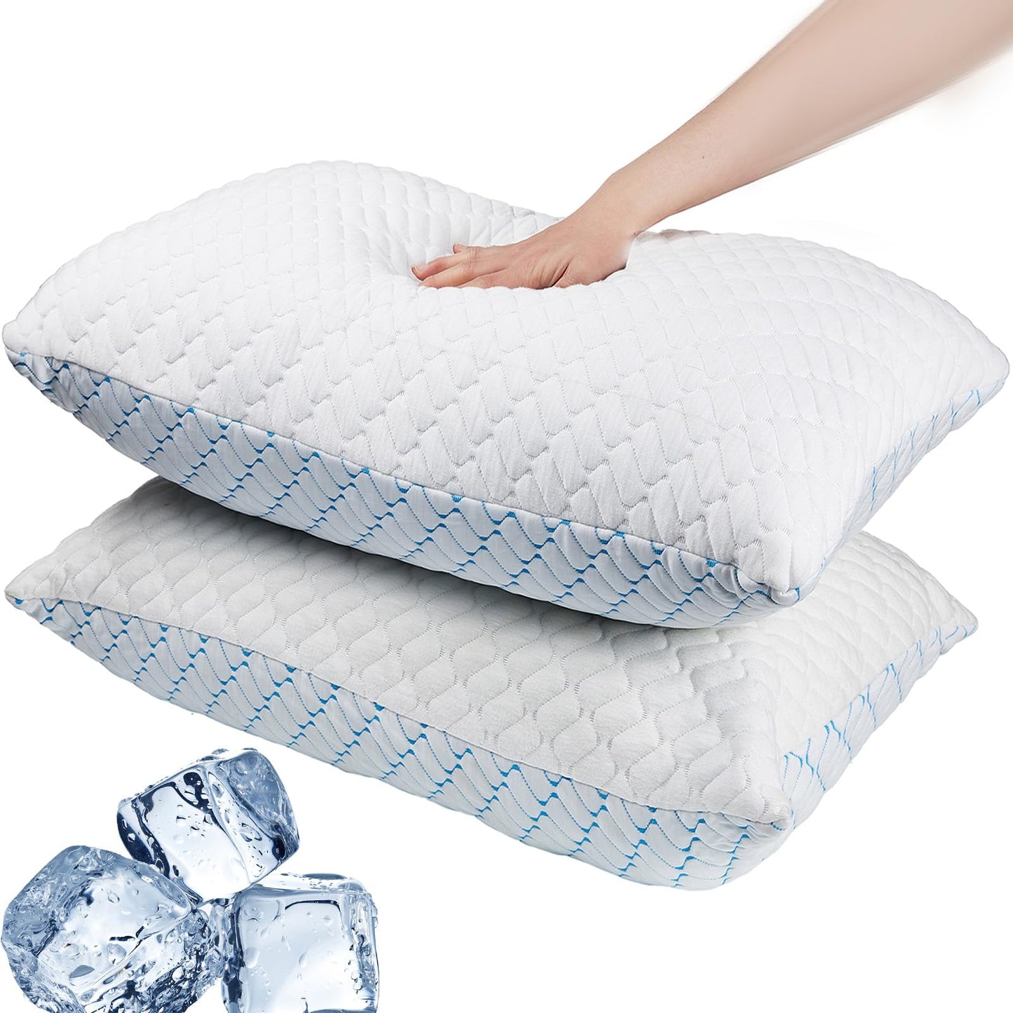 VAINOC Memory Foam Pillows Queen Size Set of 2, Adjustable Cooling Pillow for Side Back Stomach Sleepers with Washable Removable Cover - Medaid International