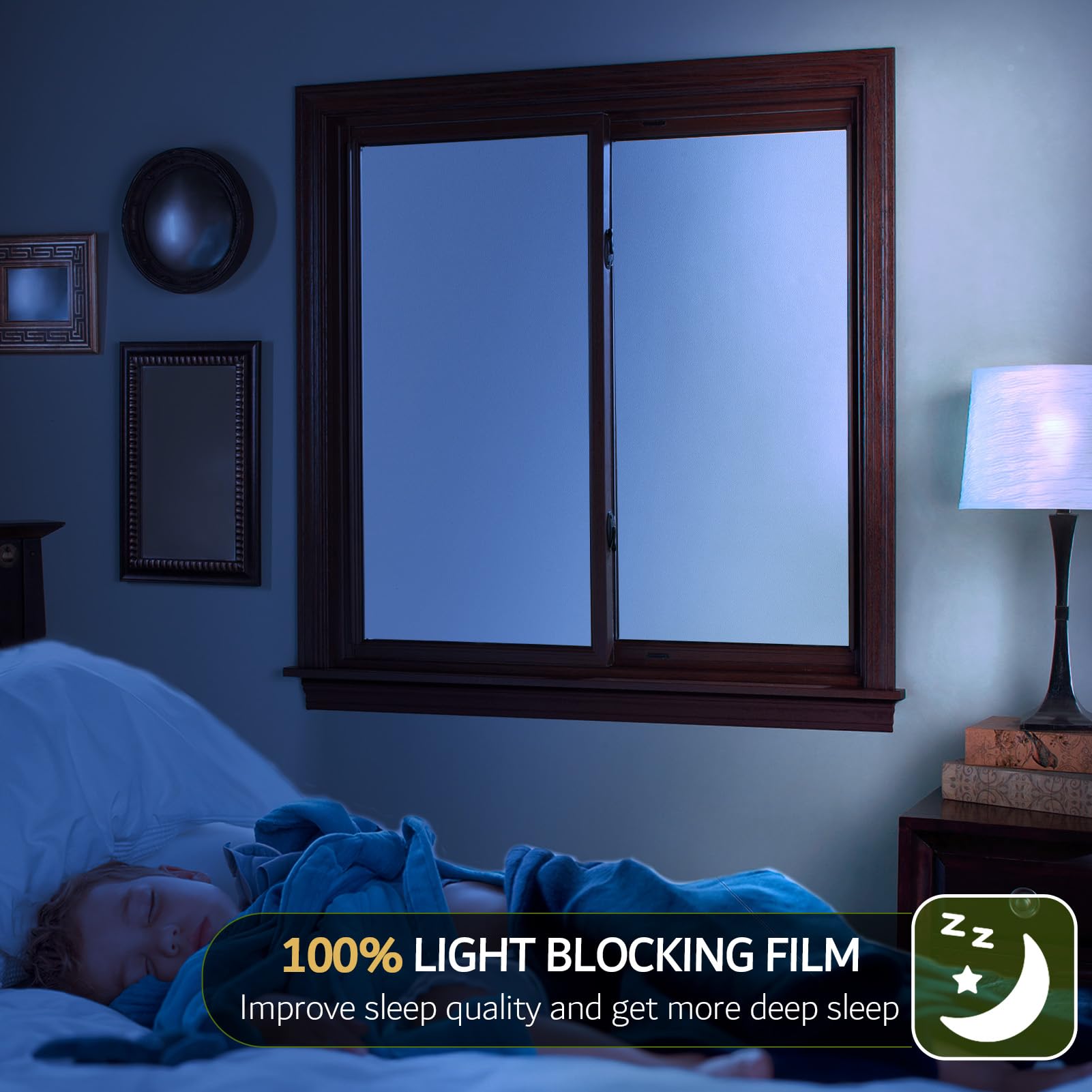 VELIMAX White Blackout Window Film, 100% Light Blocking Window Cover, Opaque Vinyl Cling, Privacy Film for Glass, Sun Blocking Films Non Adhesive, 17.7in x 78.7in - Medaid International