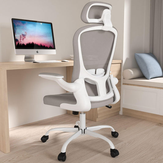 Office Chair, High Back Ergonomic Desk Chair, Breathable Mesh Desk Chair with Adjustable Lumbar Support and Headrest, Swivel Task Chair with flip-up Armrests, Executive Chair for Home Office - Medaid International