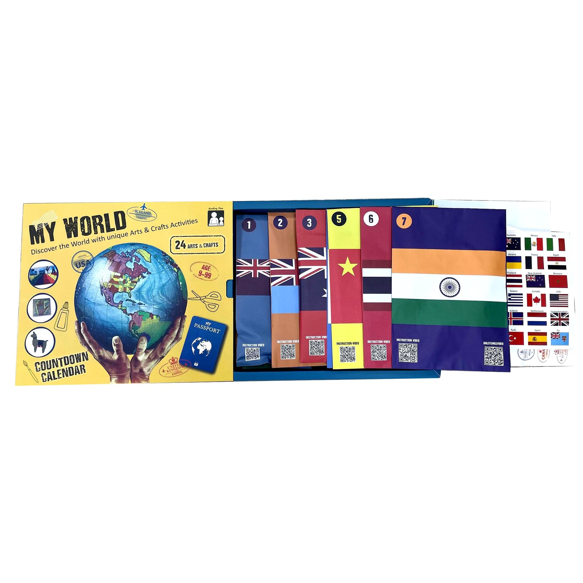 My World Advent Calendar 2025 - visit 24 countries, explore different cultures, create original Arts & Crafts from each country! Ages 9+ Includes a Printed Guide. Ages 9+ - Medaid International
