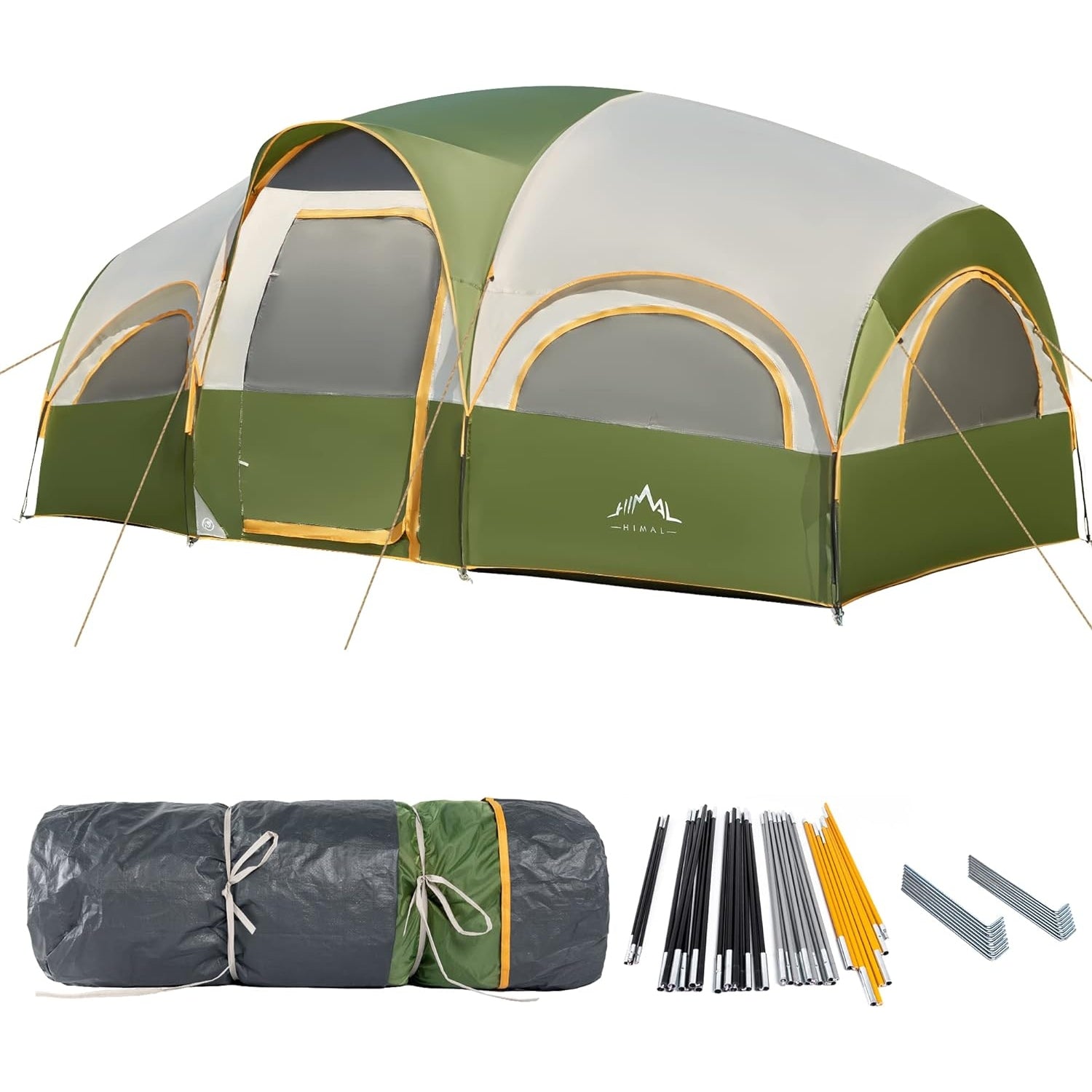 8 Person Tent for Camping, Waterproof Windproof Family Tent with Rainfly, Divided Curtain Design for Privacy Space, Portable with Carry Bag - Medaid - Lebanon